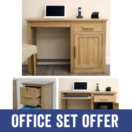 Arden Solid Oak Small Desk And Two Drawer Filing Cabinet
